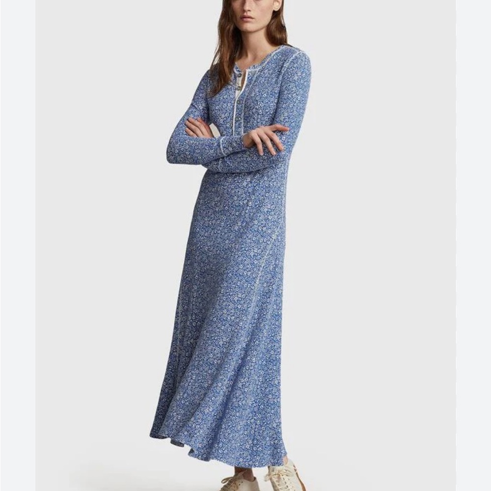 Polo Ralph Lauren Blue Floral Henley Maxi dress